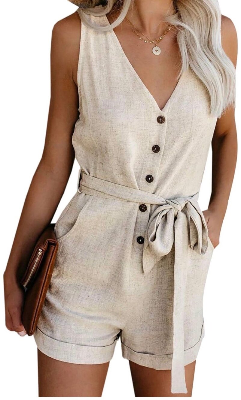 NWT Women's Acelitt Casual Summer Crewneck Sleeveless Romper  Sz Large